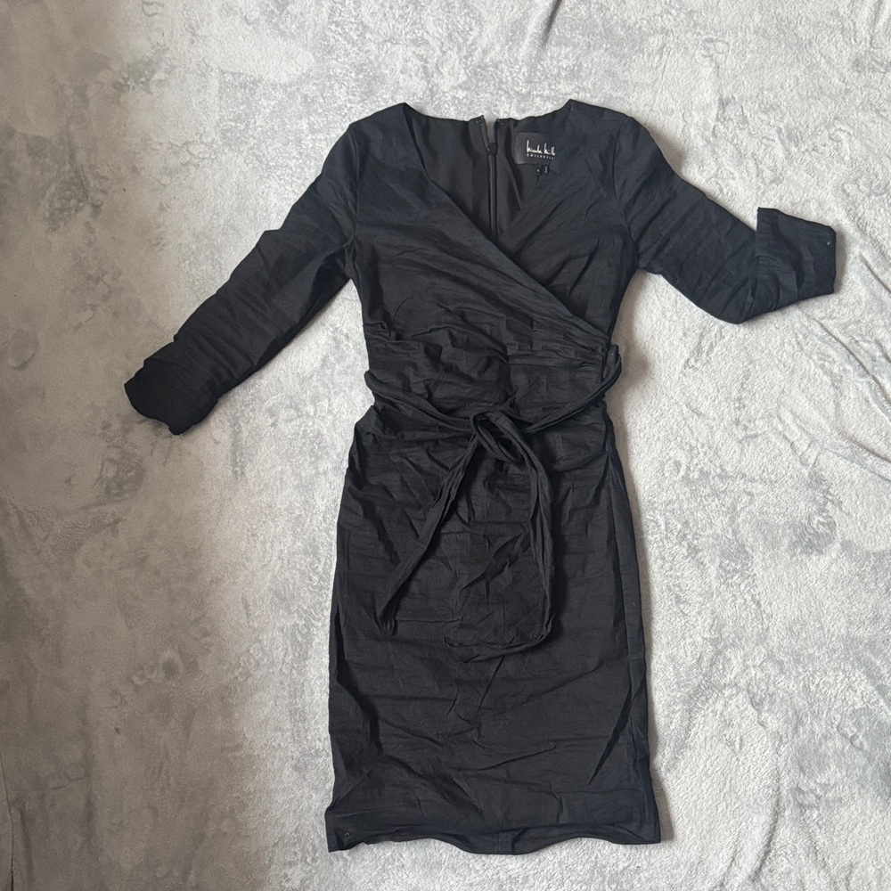 Nicole Miller Black Long Sleeve Wrap Dress